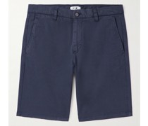 Crown 1005 gerade geschnittene Shorts aus Stretch-Baumwoll-Twill in Stückfärbung