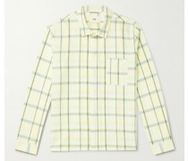 Patch Checked Cotton and Linen-Blend Shirt