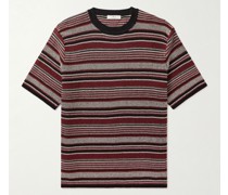 Gestreiftes T-Shirt aus Häkelstrick aus Baumwolle