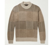 Pullover aus einer Mischung aus Leinen, Seide und Baumwolle in Patchwork-Optik