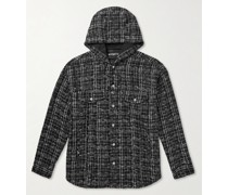 Hemdjacke aus Tweed aus einer Baumwollmischung mit Kapuze und Logostickerei