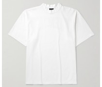 T-Shirt aus Baumwoll-Jersey mit Stehkragen und Logoprint