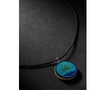 Anhängerkette aus Kordel und Gold mit Türkis und Lapislazuli