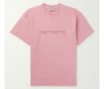 Duster T-Shirt aus Baumwoll-Jersey mit Logostickerei in Stückfärbung