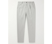 Schmal zulaufende Hose aus Stretch-Baumwolle mit Falten