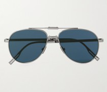Dior90 A1U silberfarbene Pilotensonnenbrille