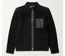 Leather-Trimmed Suede Jacket