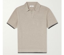 Honeycomb-Knit Linen and Cotton-Blend Polo Shirt