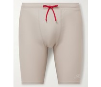 + New Balance Shorts aus recyceltem Stretch-Jersey mit Kordelzugbund und Logoprint