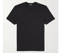 T-Shirt aus Jersey aus einer Lyocell-Baumwollmischung mit Logostickerei