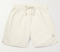 Gerade geschnittene Shorts aus wattiertem Shell aus einer Baumwollmischung mit Kordelzugbund