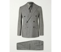 Kent Double-Breasted Prince of Wales Checked Wool Suit Jacket