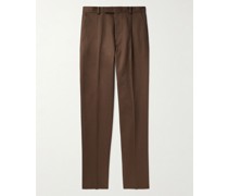 Gerade geschnittene Hose aus Baumwoll-Twill mit Falten