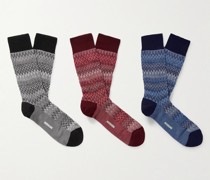 Set aus drei Paar Socken aus einer Baumwollmischung in Häkelstrick