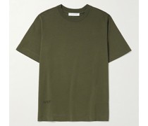 LM1-1 T-Shirt aus Baumwoll-Jersey in Stückfärbung mit Logostickerei