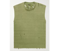 Ärmelloser Pullover aus Jacquard-Strick in Distressed-Optik