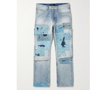 Carpenter gerade geschnittene Patchwork-Jeans in Distressed-Optik