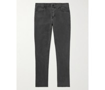 Straight-Leg Brushed Cotton-Blend Twill Trousers