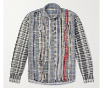 Kariertes Hemd aus Baumwollflanell in Patchwork-Optik mit Distressed-Details