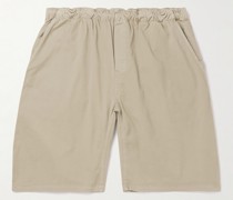 Straight-Leg Garment-Dyed Organic Cotton-Blend Twill Bermuda Shorts