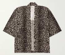 Happy Kimono aus Cord aus einer Baumwollmischung mit Leopardenprint
