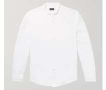 Slim-Fit Grandad-Collar Linen Shirt