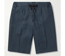 Gerade geschnittene Shorts aus Leinen mit Kordelzug