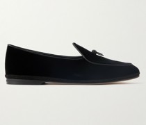 Marphy Loafers aus Samt mit Lederbesatz und Verzierung
