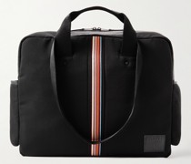 Weekender aus Mesh mit Lederbesatz und gestreiftem Detail