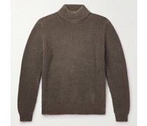 Pullover aus Kaschmir in Rippstrick mit Stehkragen