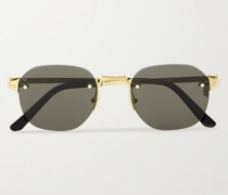 Santos de Cartier rahmenlose ovale Sonnenbrille mit goldfarbenen Details