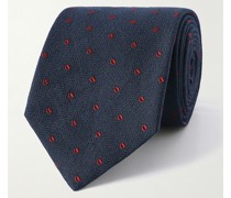Krawatte aus Seide mit Fischgratmuster und Punkten, 8 cm