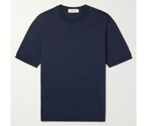 Schmal geschnittenes T-Shirt aus Jersey aus einer Seiden-Baumwollmischung