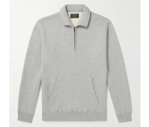Schmal geschnittenes Sweatshirt aus Baumwoll-Jersey mit kurzem Reißverschluss