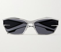 Giv Cut silberfarbene Sonnenbrille mit Cat-Eye-Rahmen