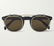 Convertible Round-Frame Acetate and Gold-Tone Optical Glasses