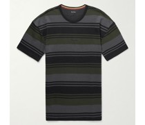 Gestreiftes T-Shirt aus Piqué aus einer Baumwoll- Modalmischung
