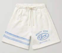 Gerade geschnittene Shorts aus Baumwoll-Jersey mit Kordelzugbund und Logoprint