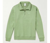 Sweatshirt aus Jersey aus einer Baumwollmischung mit Logostickerei und kurzem Reißverschluss