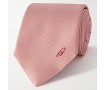 Krawatte aus Seiden-Twill mit Logostickerei, 8 cm