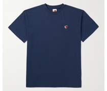 T-Shirt aus Jersey aus Biobaumwolle und recycelter Baumwolle mit Logoapplikation