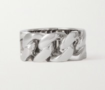 Silberfarbener Ring mit Kettendetail