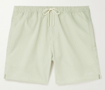 Timothy gerade geschnittene mittellange Badeshorts aus gestreiftem Seersucker