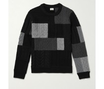 Patchwork-Pullover aus einer Woll-Kaschmirmischung in Zopfstrick