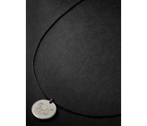 Leo 18-Karat White Gold and Cord Necklace