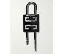 Logo-Detailed Leather-Trimmed Two-Tone Metal Padlock