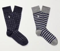 Set aus zwei Paar Socken aus einer Baumwollmischung mit Logostickerei
