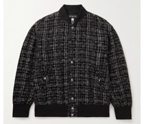 Bomberjacke aus Tweed aus einer Baumwollmischung mit Logostickerei
