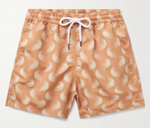 Mittellange Badeshorts mit geradem Bein und Print