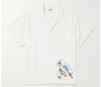Camp-Collar Printed Silk Crepe de Chine Shirt